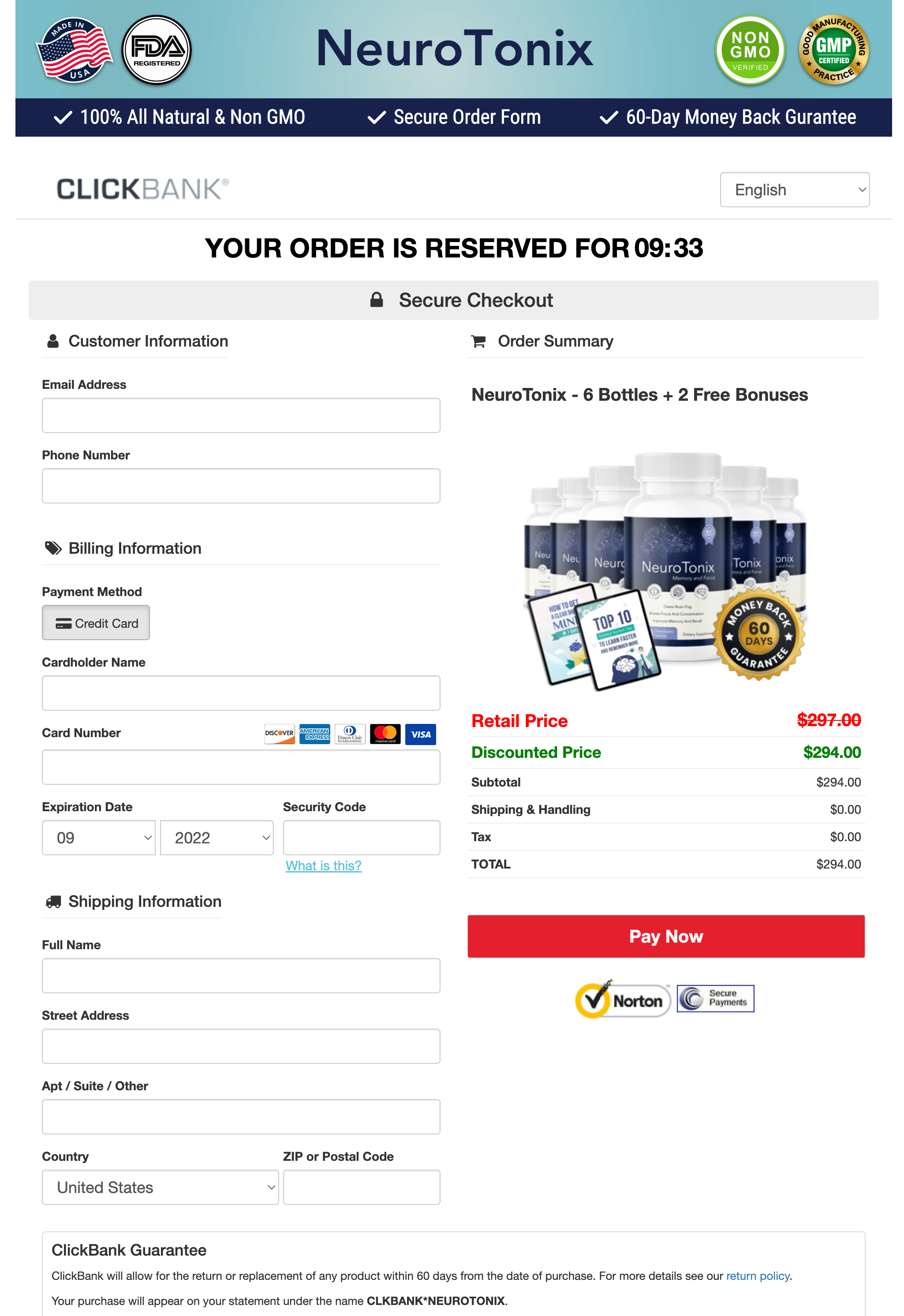 NeuroTonix - Order Page